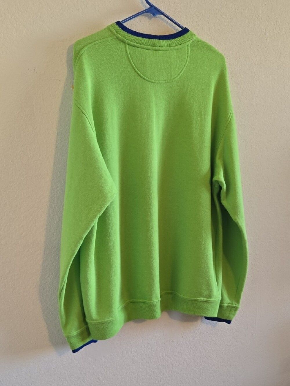 Sergio Tacchini Lime Green Sweatshirt with Blue Trim - XL - Picture 12 of 13